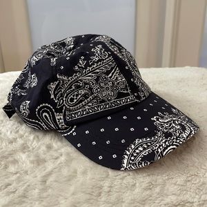 Navy blue hat with white details